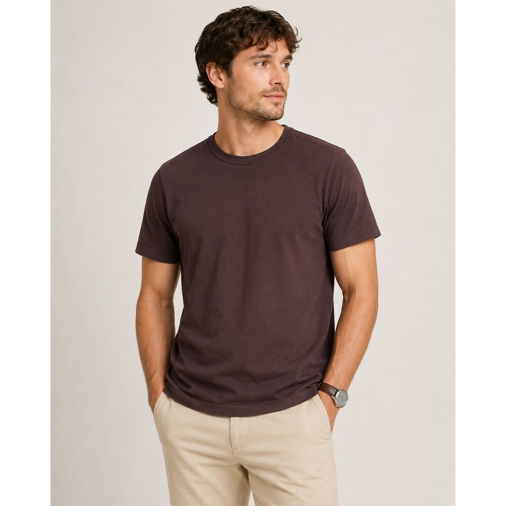 Vince Garment Dye Cotton T-Shirt Men’s Short Sleeve Crew Tee T-Shirt Brown M